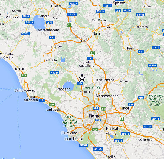 La mappa stradale di Monterosi